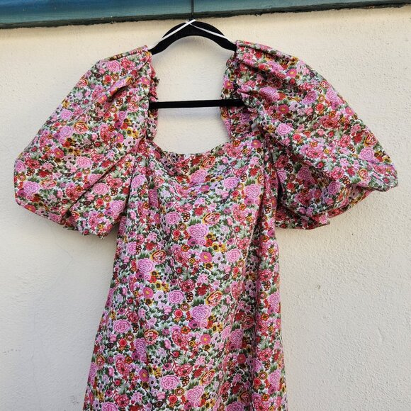 MNG Blogger Fav Volume Sleeve Floral Mini Dress - Picture 7 of 11